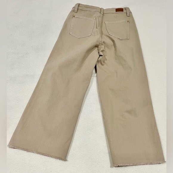 Judy Blue wide leg khaki jeans with a raw hem cropped high waist Size 7/28 comfy - Picture 5 of 11